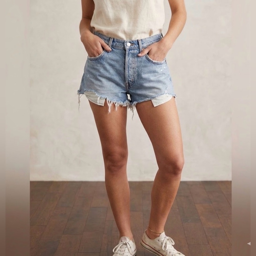Zara Blue Jean Shorts with Vintage Distressed Style